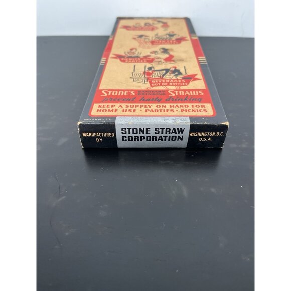 Vintage 1940's Stone's Paper Straws Box Stone Straw Corp Washington DC - Picture 4 of 6